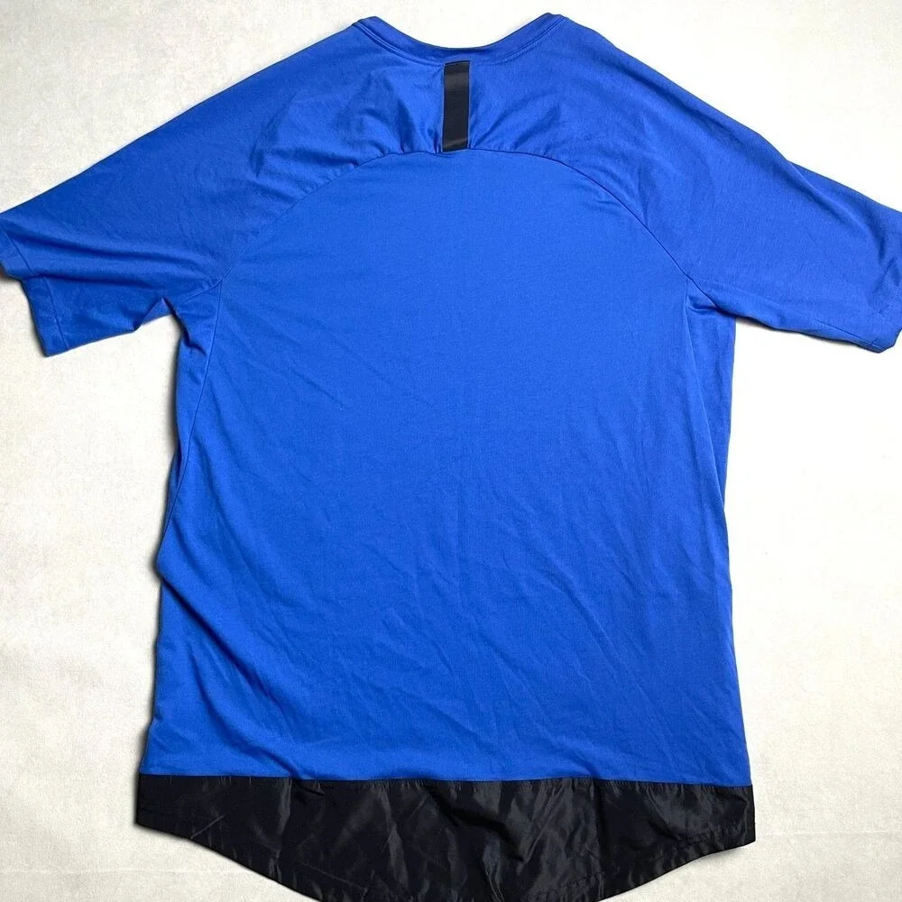 Nike Mens Sportswear Tech Pack Short Sleeve Top Blue Black Zip Pocket Medium